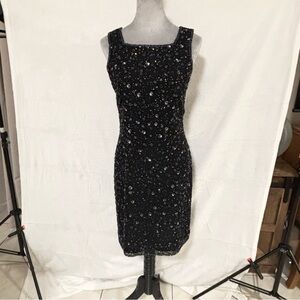 Phoebe Black Silk Beaded Sequin Cocktail Dress Size 8 Party Formal Whimsygoth